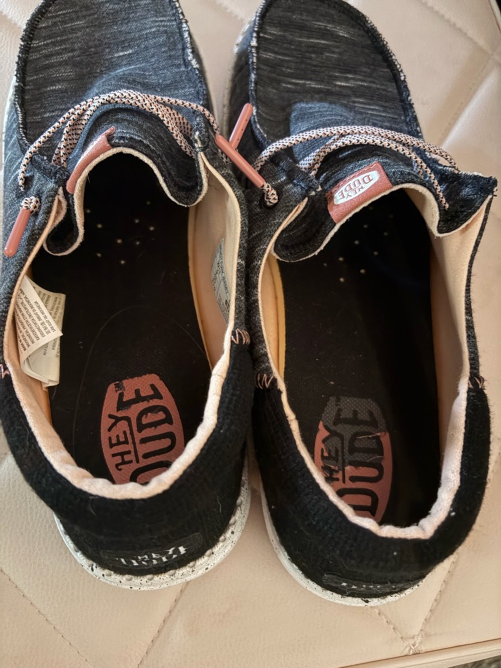 Hey Dudes Women’s Slip-On Knit Loafers in Black with Pink Accents - Picture 5 of 6